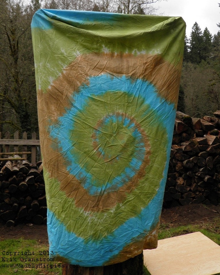 Spiral Earth Sheet (Single Bed Extra Long Fitted Sheet) (One of a Kind)