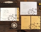 Tandem Bicycle Wedding Invitations - Bike Invite Vintage Floral Summer Set
