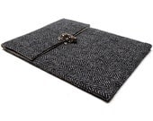 iPad Mini case with a credit card pocket - gray herringbone