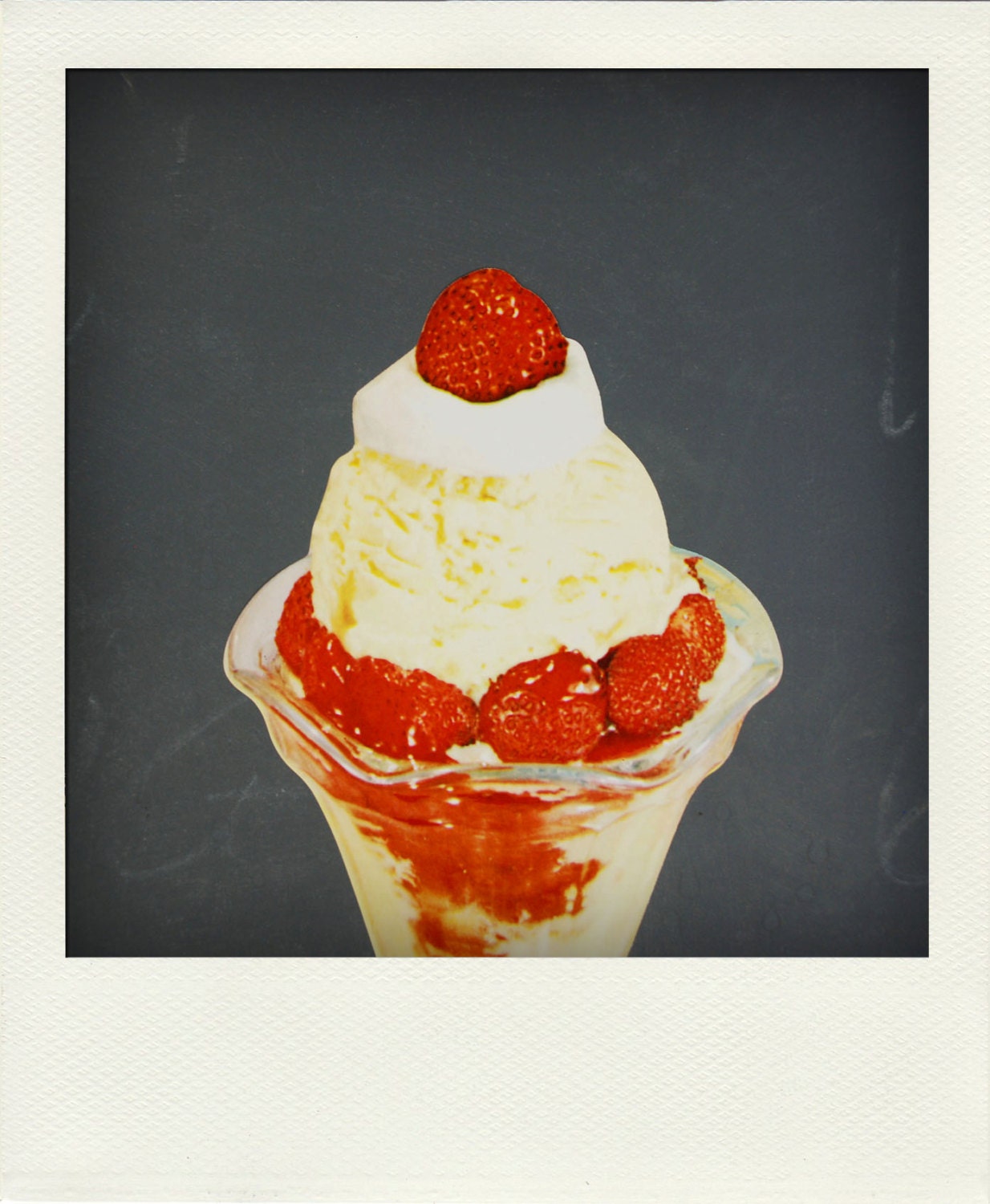 Vintage 1950s Ice Cream Parlor Display Piece - Paper Die Cut Strawberry Ice Cream Sundae