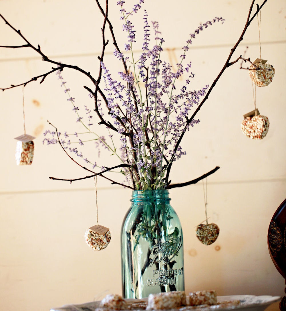 100 bird seed heart wedding favors, free personalized tags and table display sign by nature favors