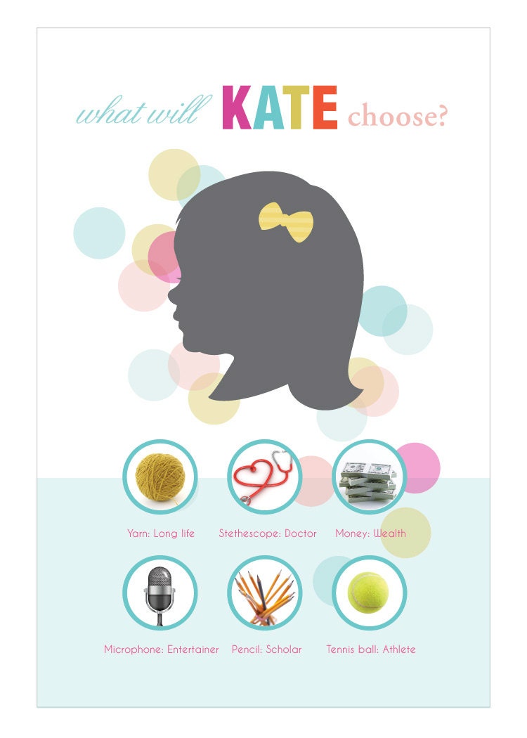 Custom Silhouette, Dots, Modern, Doljabi Board, Doljanchi, Korean First Birthday 20x30 Poster Il_570xn
