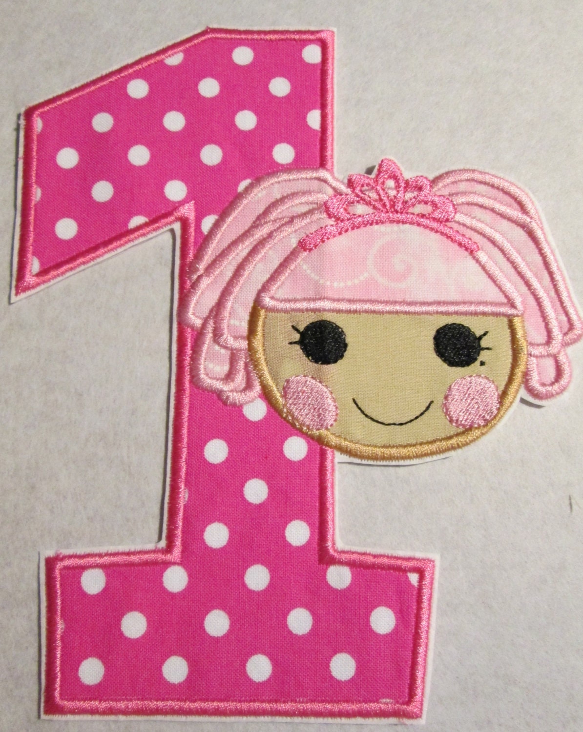 Iron On Applique - Birthday Number  with Doll Head