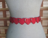 Rare 50s RED VINYL HEARTS Belt 1950s Sz 32 To 34 Waist Size Large