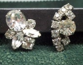 Vintage single rhinestone clip earrings signed Coro and LaRue sold separately or together