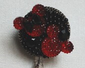 Mickey And Minnie Mouse Red Glittery Silhouettes Vintage Zipper ID Badge Reel