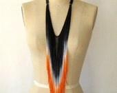 50% OFF SALE Black Hot Orange Fringe Necklace