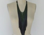 50% OFF SALE Emerald Navy Fringe Necklace