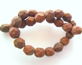 Opaque Red Stone Picasso Czech Firepolish Glass 6mm Faceted Round Beads