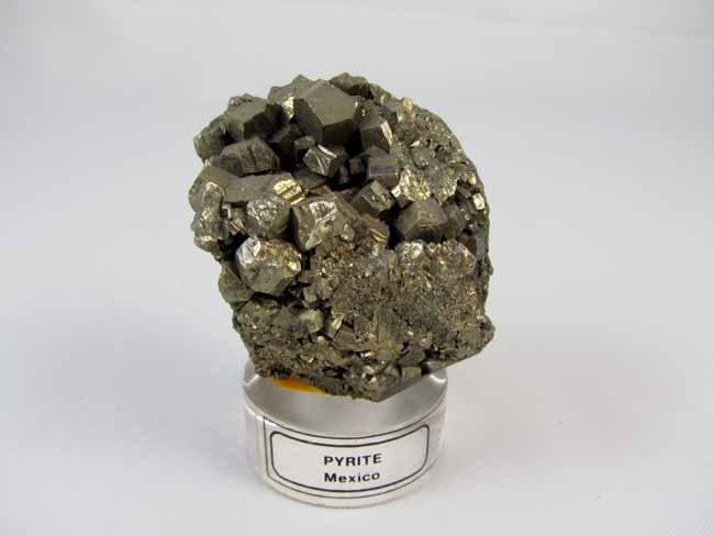 Pyrite Fools Gold crystal mineral geology specimen curio Mexico lucite base