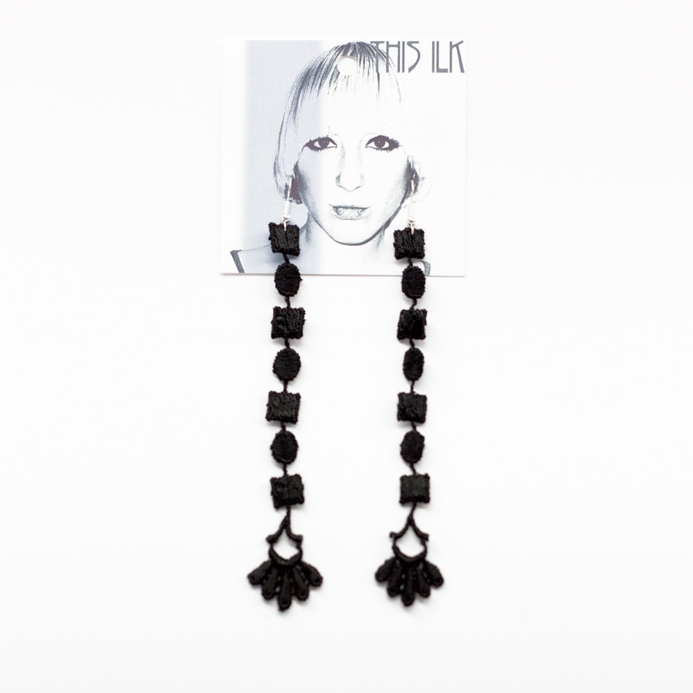 Lace earrings - Seaplant - Black or white