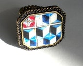 Made in Portugal BLUE Tile RING, Replicas from OVAR and Valega  (see photo of actual  abandoned Facade)