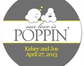 Set of Custom Wedding Stickers - POPCORN LOVE