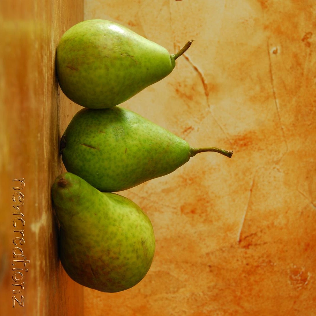 Printable pear still life photographic print - wall art country style green warm yellow  kitchen food art