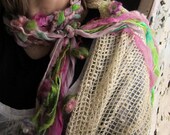 scarf enchanted forest fiber braid lariat - fairy rose cascade