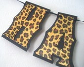 HAPPY BIRTHDAY Banner - Cheetah Leopard Print in Gold Glitter