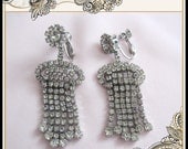 Art Deco Reprisal Rhinestone Earrings Dangle Napier