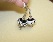 Black and White Lampwork Bead Earrings