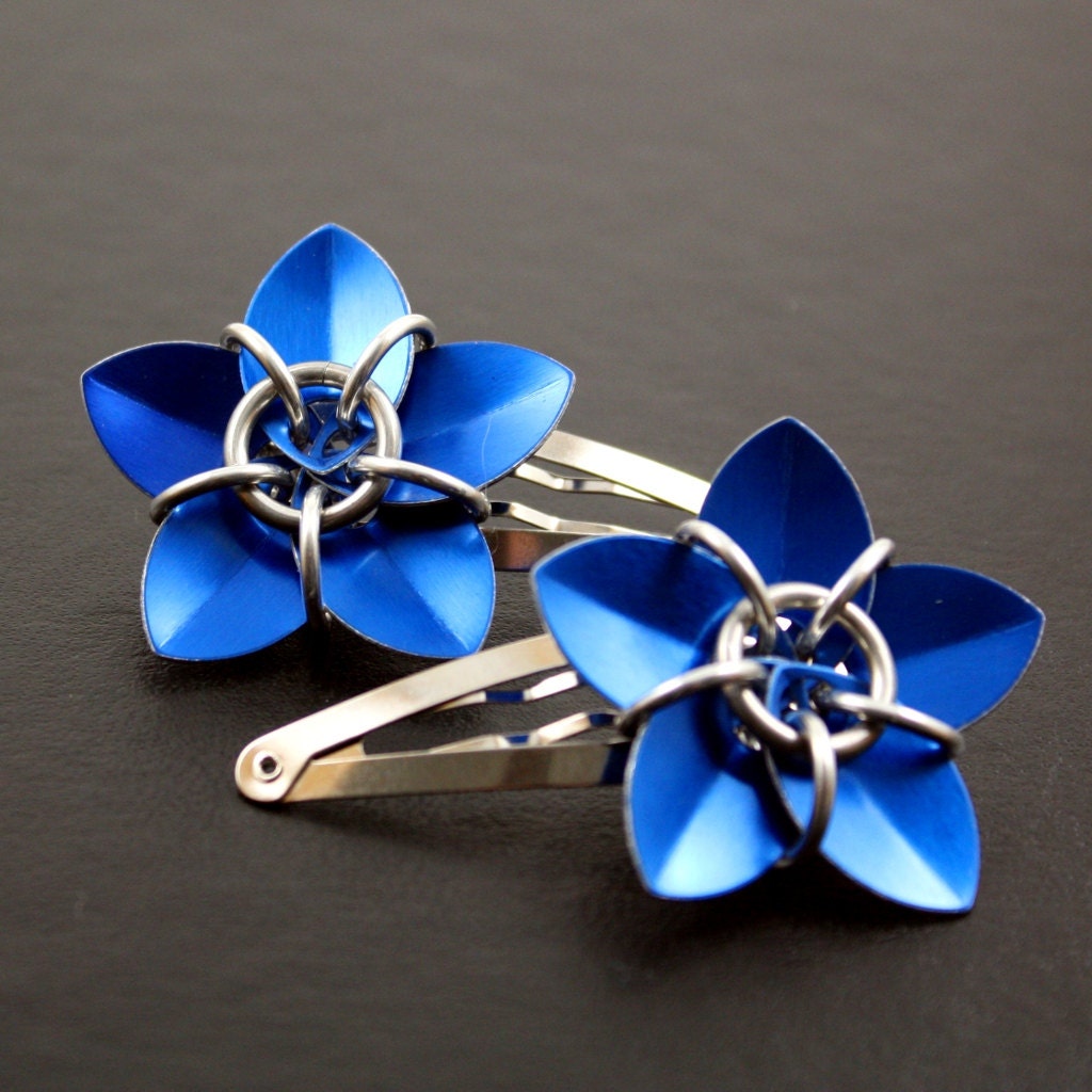 More Colors - Two Flower Hair Barrettes