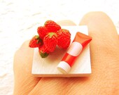 Strawberry Ring Cute Miniature Food Jewelry