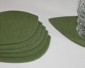New Naturals LEAF Coasters in 3mm Thick Virgin Merino Wool Felt-Olive