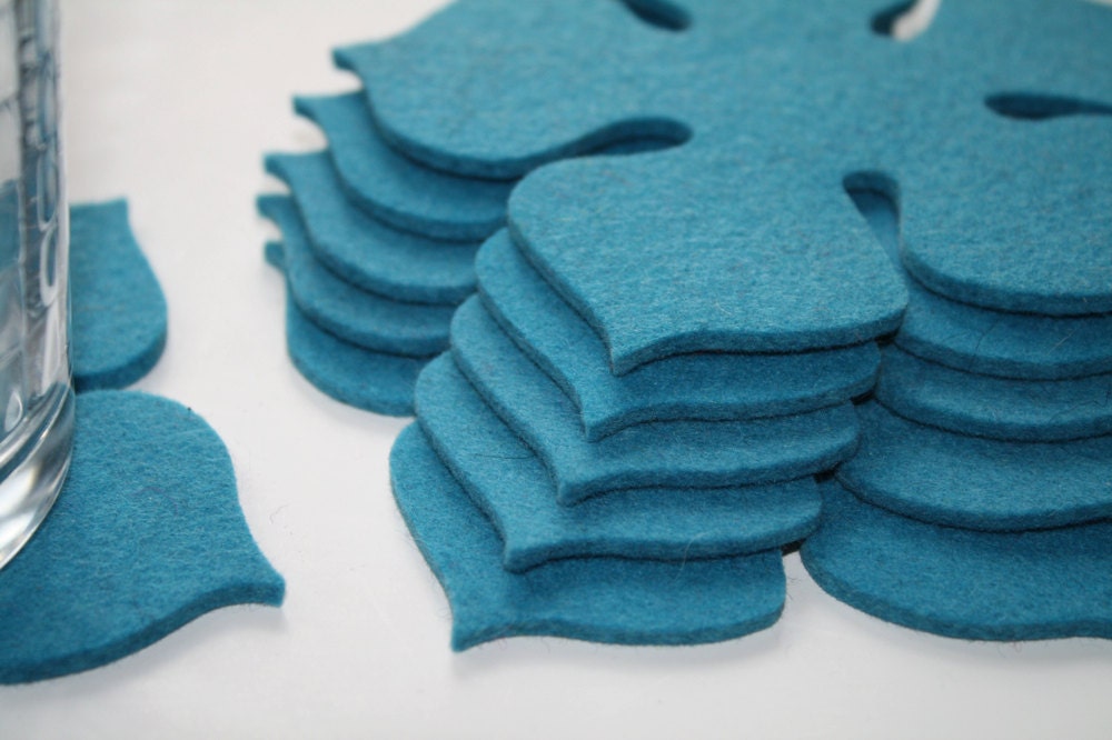 Better Homes & Gardens November 2011 Gift Guide Flower Power Coasters in 3mm Virgin Merino Wool Felt- Set of 6
