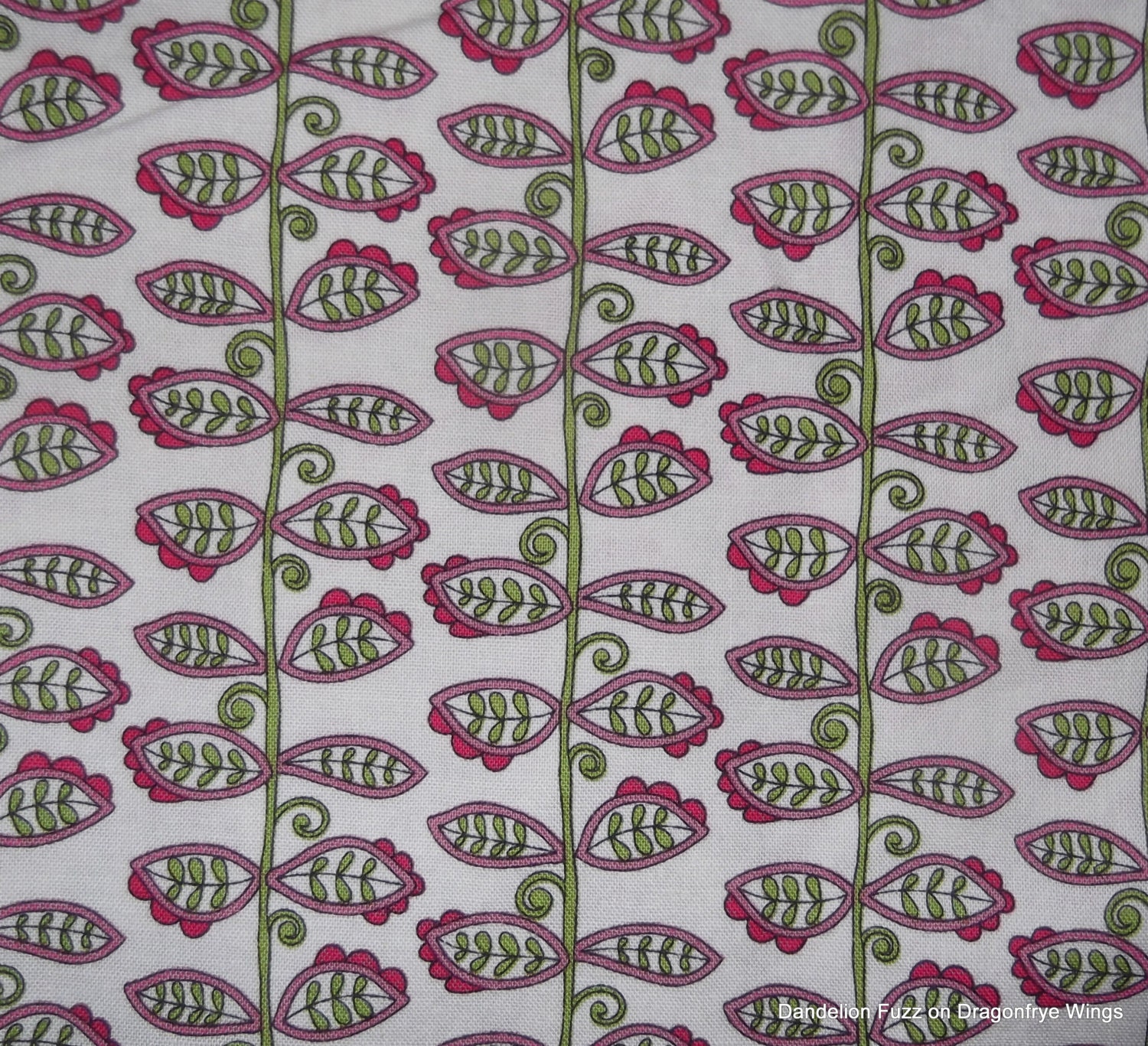 Half Yard of Vine of Flowers on a White Background