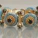 Vintage Egyptian Revival Bracelet Molded Turquoise Glass Red Glass