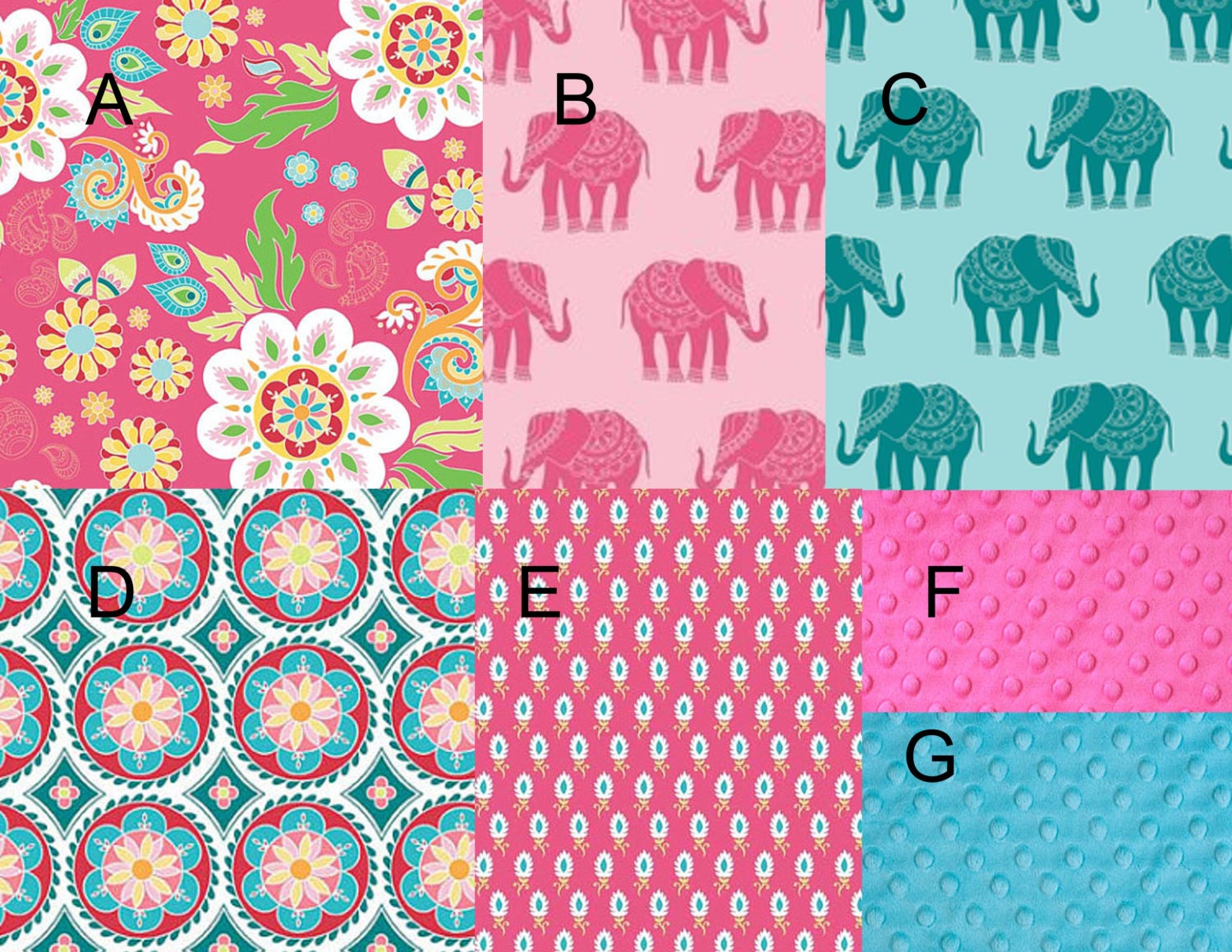 Pink and Aqua Elephant Crib Bedding Set