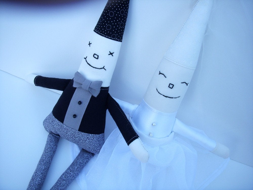 Bride and Groom Folk Art Gnome Cloth Dolls Wedding Gift Decoration