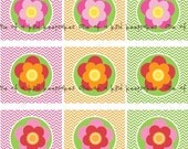 Blooming flowers cupcake toppers digital download instant chevron