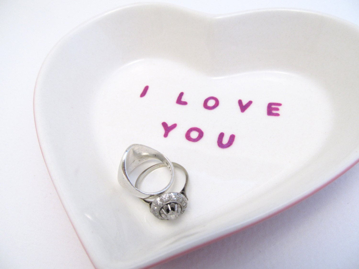 I Love You Heart Candy - Hand Painted Ring Dish - Valentines Day
