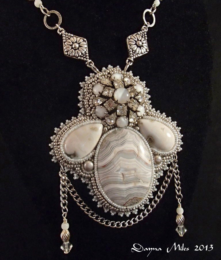 Bead Embroidery Bead Embroidered Beadwork Statement Necklace Vintage Inspired