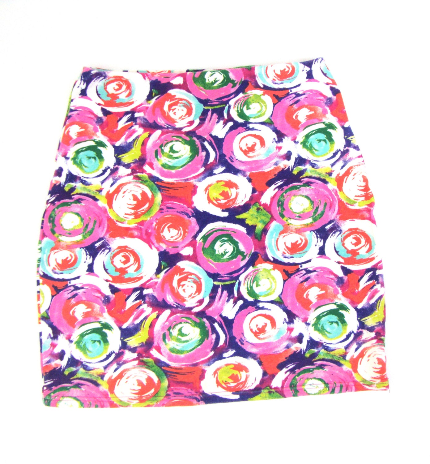 90s floral mini skirt / stretch / high waist S / M