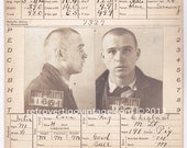 Jail Photos Mugshots Antique Edwardian Vintage Police Profile Midwest German Man Criminal Record Robbery Convict Card