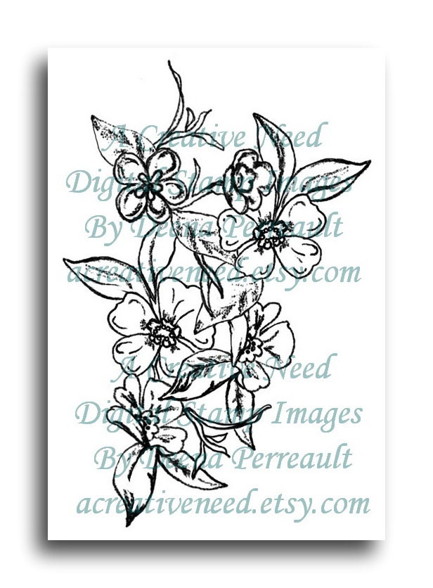 INSTANT Download Digital Stamp Image BLOSSOM BOUQUET