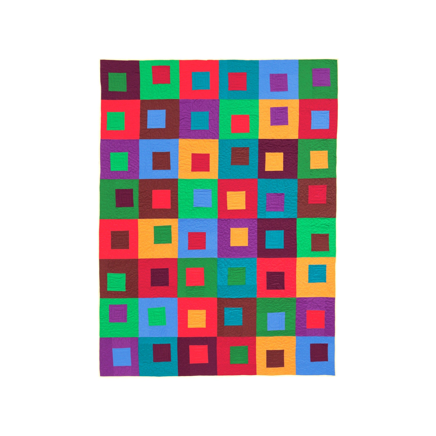 CUSTOM QUILT - Nested Squares - Modern Patchwork Bed Quilt, Lap Quilt, or Quilted Throw