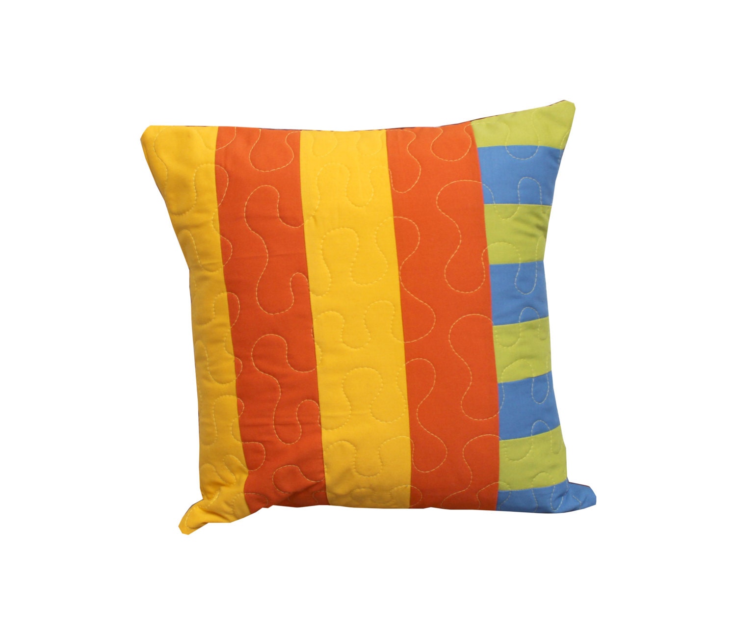 Modern Patchwork Decorative Throw Pillow - Simple Stripes in Spring Hues