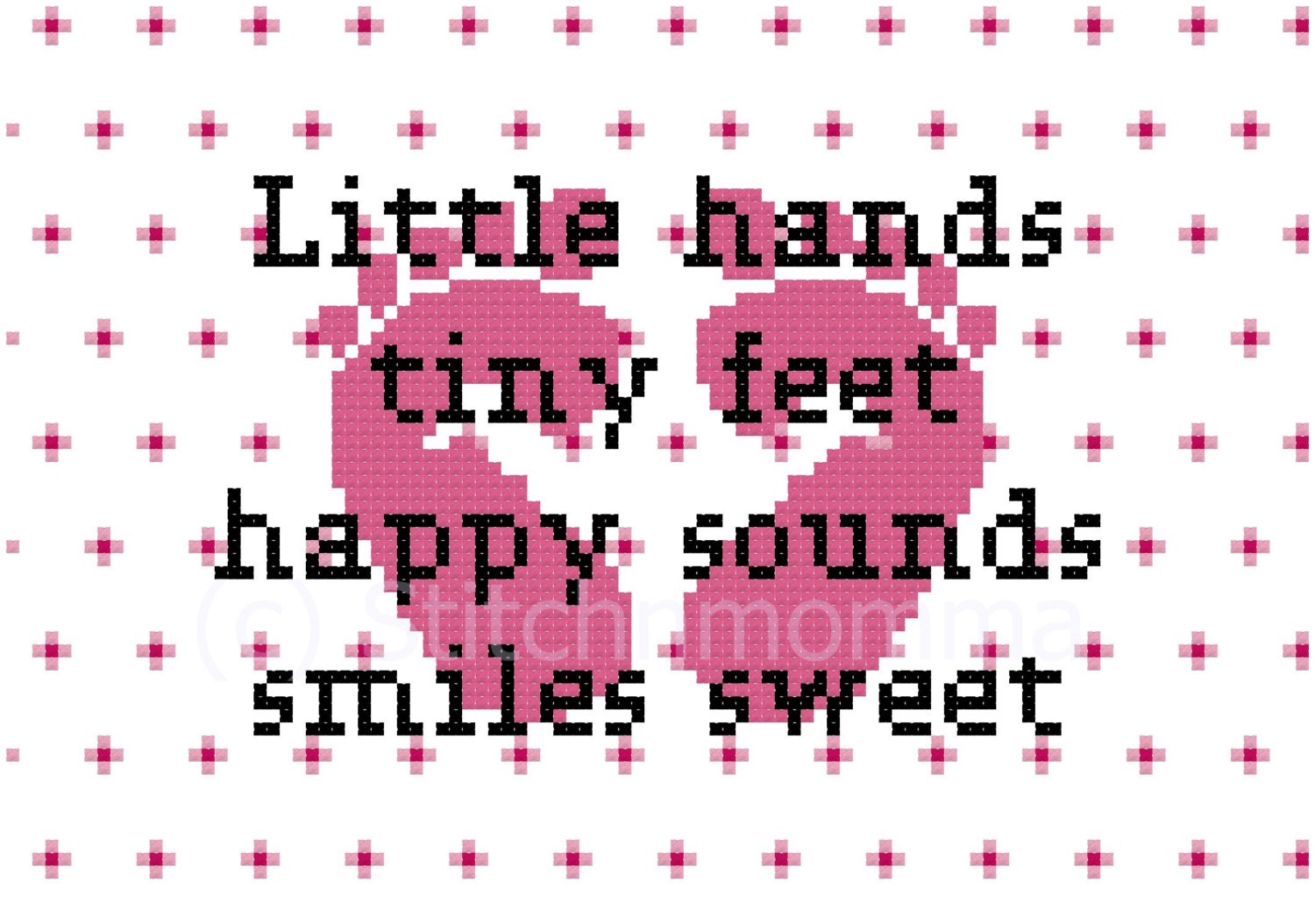 13002 Baby Girl Little Hands, Tiny Feet Cross Stitch PDF Pattern - DIGITAL DOWNLOAD