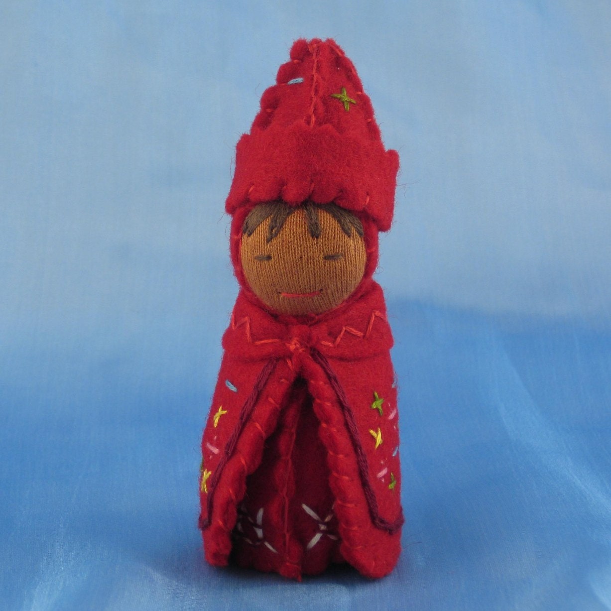 Red Math Gnome Doll-- Waldorf Inspired