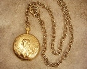 Minerva GOddess pocketwatch Locket Watch chain necklace hidden compartment