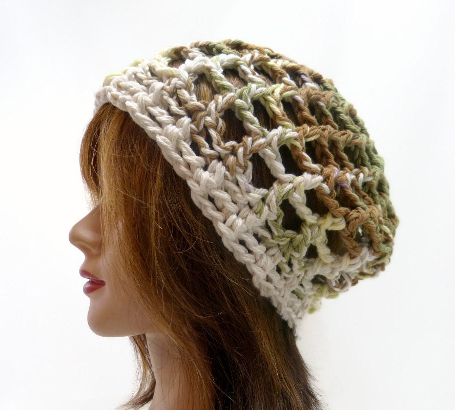 Cedar Hill Summer Slouchy Beanie - Crocheted in 100% Eco Friendly Cotton