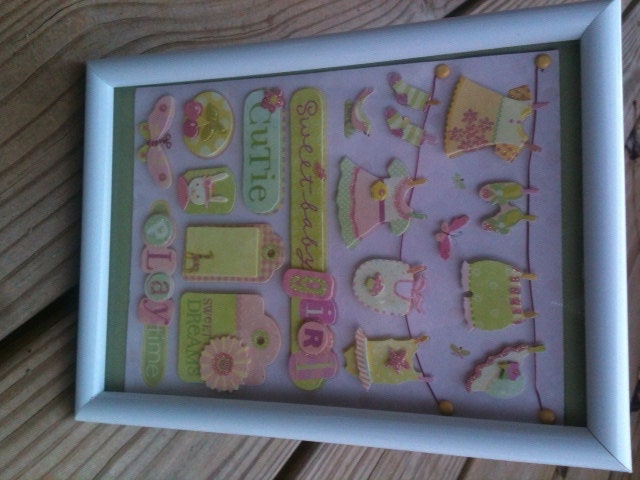 Sweet artwork for baby girl perfect for shower and nursery wall. Framed and matted. Il_570xn
