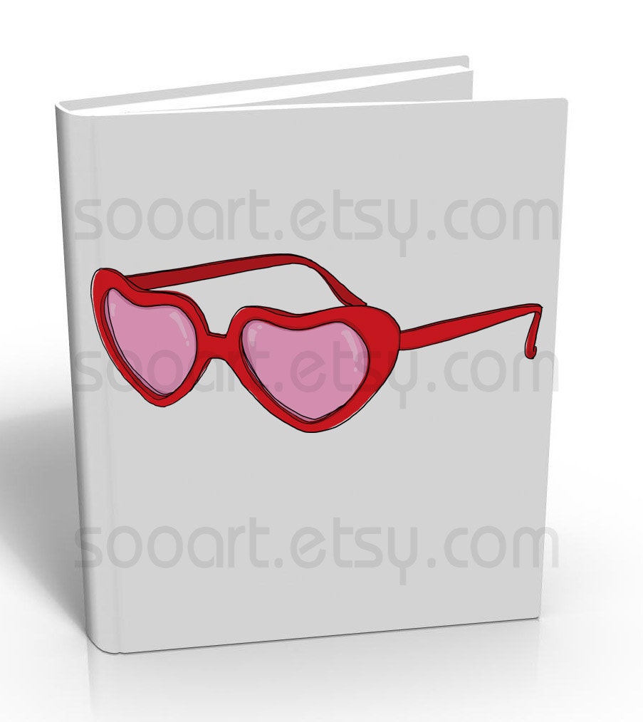 Heart shaped red sunglasses vintage- Drawing  A4 Transfer Print Pillows, t-shirts, scrapbook, lampshades