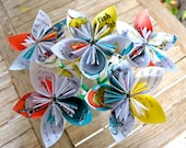 One Fish, Two Fish, Red Fish, Blue Fish Dr. Seuss Book Paper Flowers (5 Large Size)
