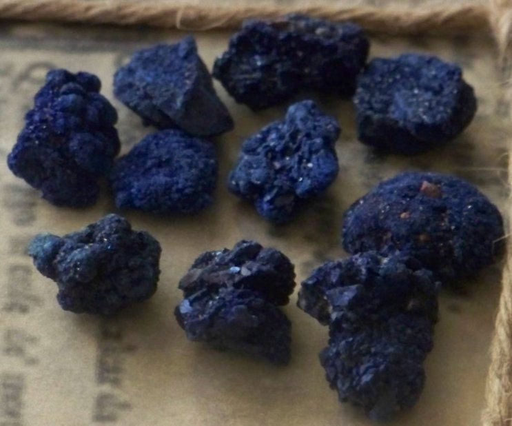 Blueberry AZURITE (Morocco) Premium Quality Natural Gemstone Crystal Nugget 15 to 20 mm in Jewelry Pouch for Awakening to Higher Self