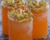 SUNNA Sun Goddess Pillar Votive Candles w/ Sunflower Petals for Northern Tradition Magic, Seidr, Summer Solstice, Solar Sabbat, Litha
