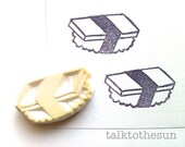 sushi rubber stamp. hand carved rubber stamp. japanese food stamp.  no2