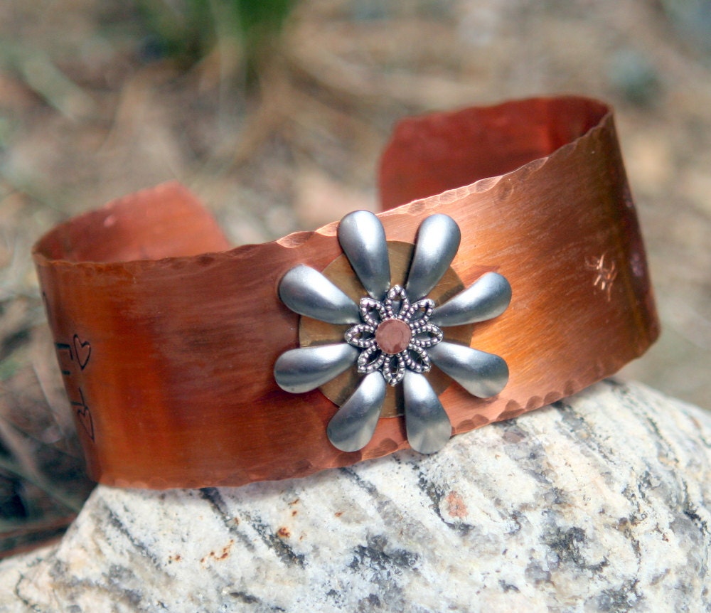 Cuff bracelet hand formed copper cuff bracelet