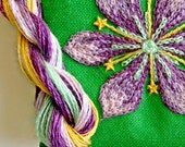 DIY Crewel Embroidery Kit Gift Pouch purple passion flower